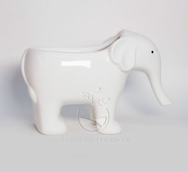 Maceta de Cerámica | Maceta en Forma de Elefante | Cerámica Blanca