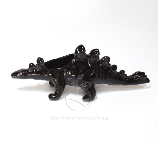 Maceta-Cerámica-Dinosaurio-Estegosaurio-de-Mesa-color-Negro-1