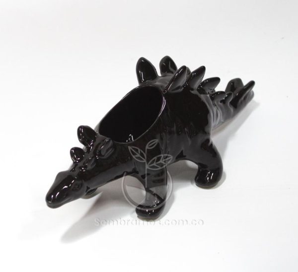 Maceta-Cerámica-Dinosaurio-Estegosaurio-de-Mesa-color-Negro-2