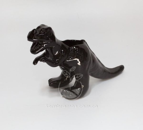 Maceta-Cerámica-Dinosaurio-Rex-en-color-negro
